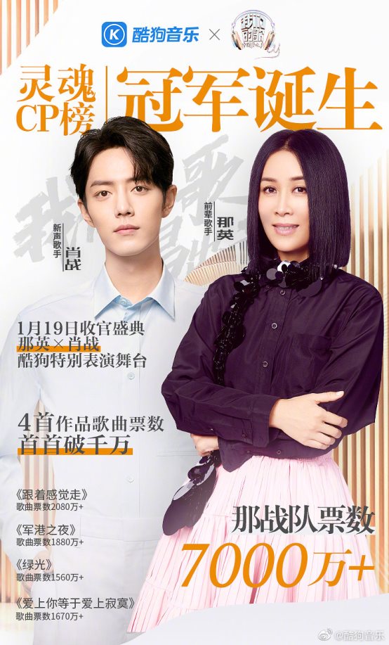 《我们的歌》半决赛那英回归 搭档肖战唱情歌上线酷狗