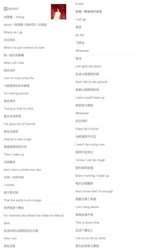 尚雯婕倾情演绎热播剧ED,新作《Rising above》上线酷狗